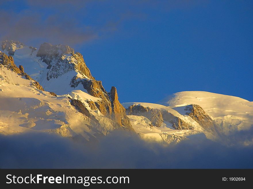 Mont Blanc - alpine view in the sun
