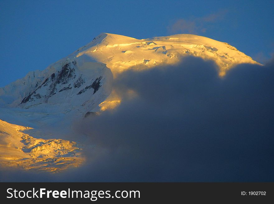 Mont Blanc - alpine view in the sun. Mont Blanc - alpine view in the sun