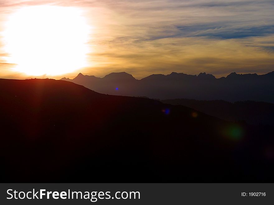 Nice mountain sunset in the summertime â€“ outdoor