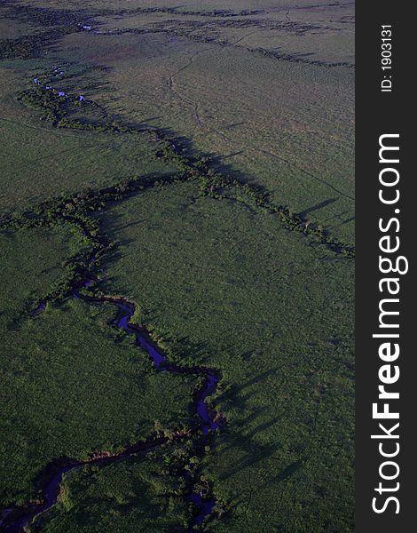 River snaking across the Masai Mara