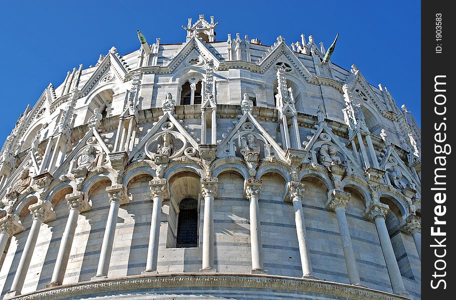 Beautiful architectural fragment of Baptistery of Pisa. Beautiful architectural fragment of Baptistery of Pisa