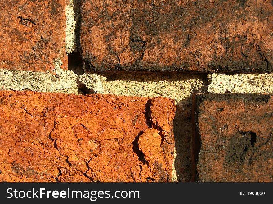 An old brick wall close up background. An old brick wall close up background