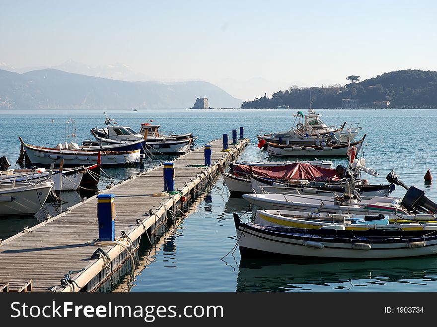 Fishing motorboats in the dock