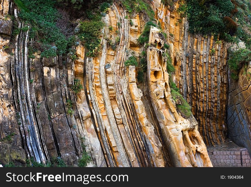 Erosion shapes on a coast rock