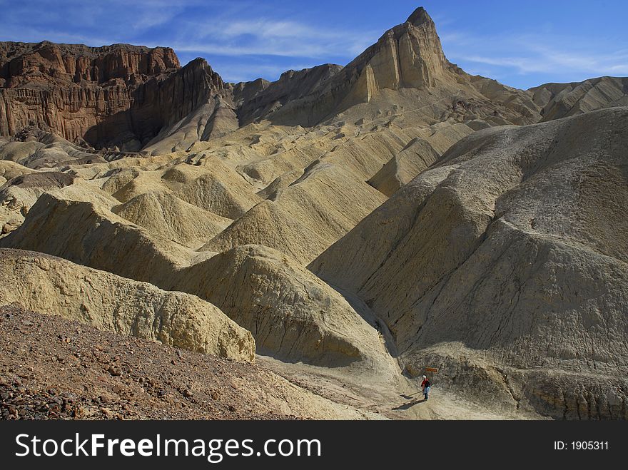 Hiker In Gold Canyon, Death Valley