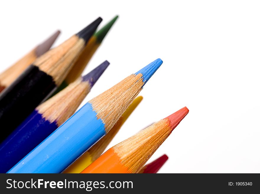 Bright and colorful coloring pencils isolated. Bright and colorful coloring pencils isolated