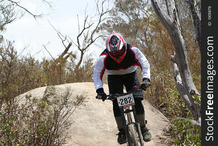 Fast action extreme mountain biker