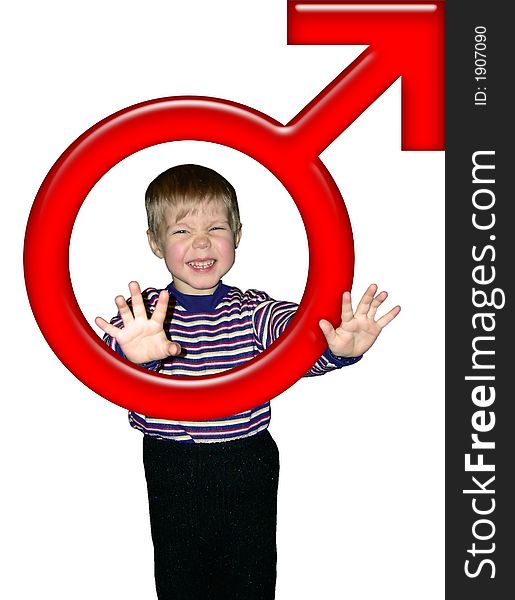 Boy isolate, over white background