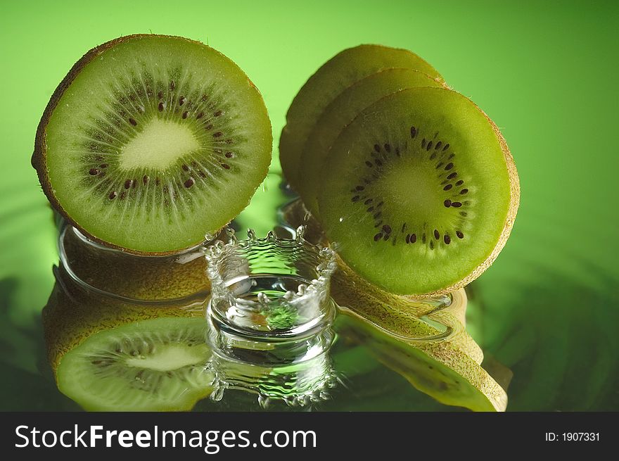 Kiwi and water with ripples. Kiwi and water with ripples
