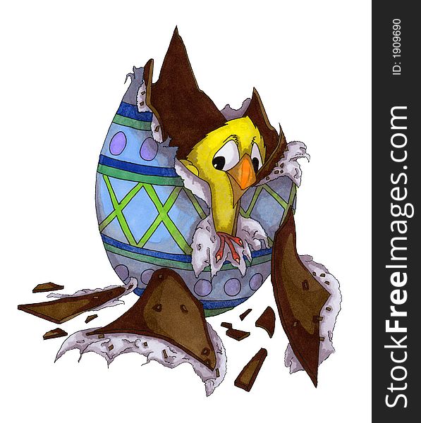 hand drawn illustration of an easter chick. hand drawn illustration of an easter chick