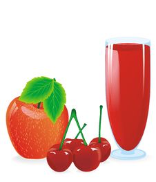 Juice From Apple And Cherry Royalty Free Stock Images Juice From Apple And Cherry Royalty Free Stock Images