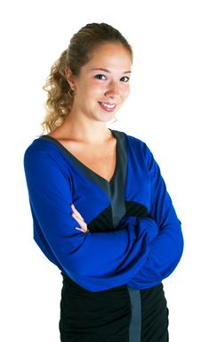 Girl In Dress Of Blue And Black Colors Royalty Free Stock Image