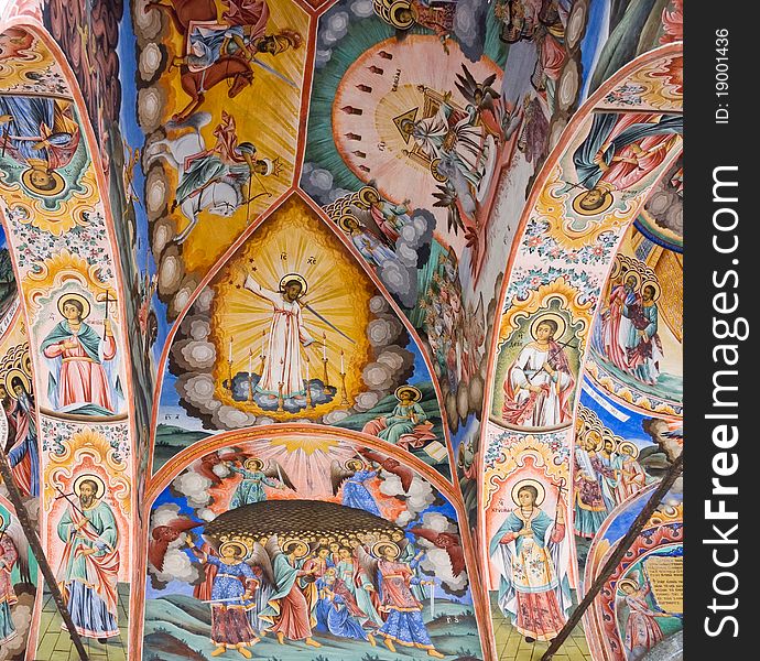 Ceiling of Rila Monastery in Bulgaria