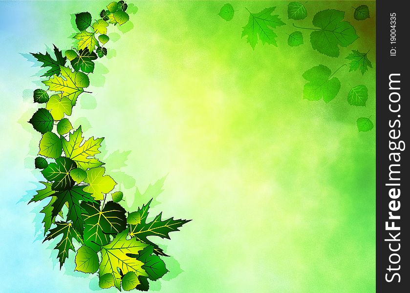 Abstract light background with leafs for the design