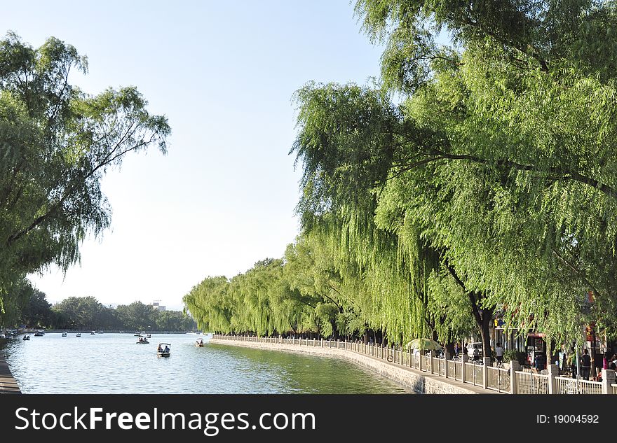 A lake in the city center of Beijing, China. A lake in the city center of Beijing, China.