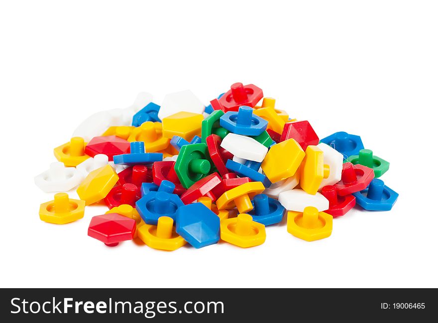 Plastic mosaic blocks on white background. Plastic mosaic blocks on white background