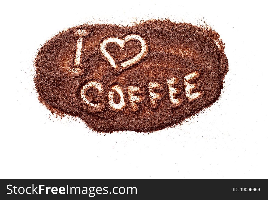 Word written by coffee  on white background