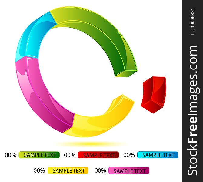 Illustration of set of different doughnut chart on isolated background