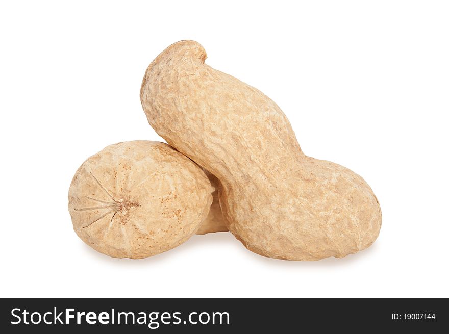 Peanuts in the shell on a white background. Peanuts in the shell on a white background.