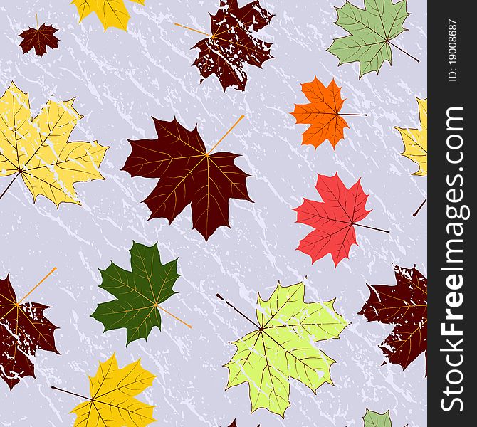 Floral seamless grey grunge pattern of maple leaves. Floral seamless grey grunge pattern of maple leaves