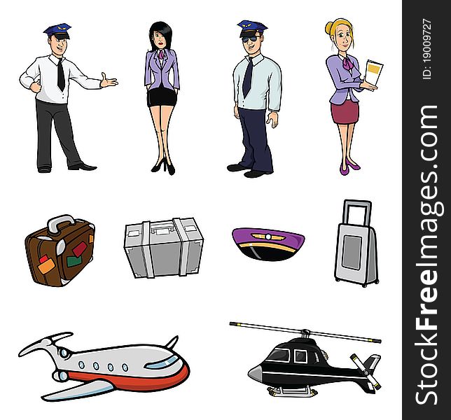Cartoon illustration of an airport collection