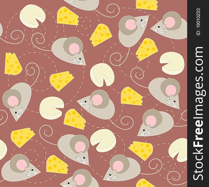 Seamless wallpaper with mouse and cheese