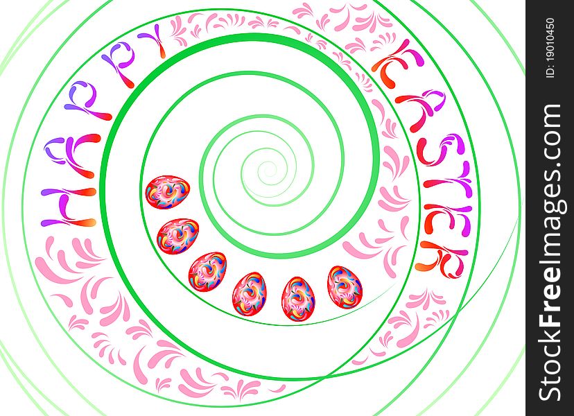 Festive Easter background with eggs and curlicues. Festive Easter background with eggs and curlicues