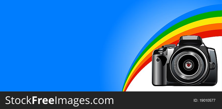 The photo camera digital, face.  Vector image