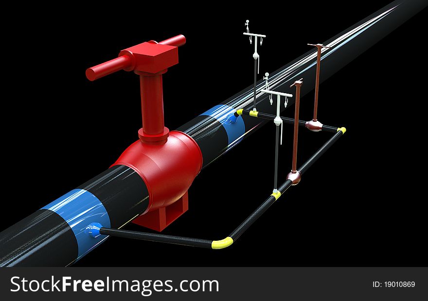 3D Crane gas industry on a black background