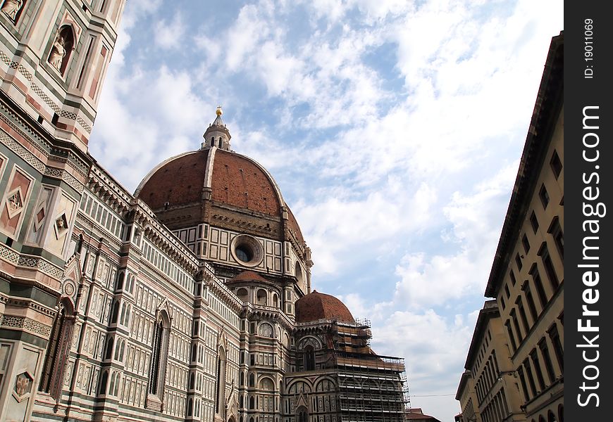 The dome of the Florence Duomo with blue sky (Florence, Italy) Europe. The dome of the Florence Duomo with blue sky (Florence, Italy) Europe