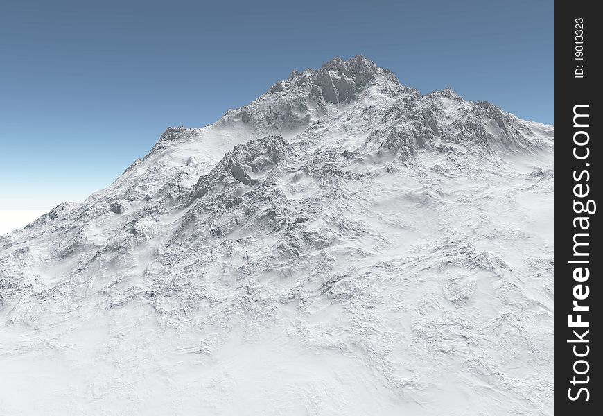 High detailed mountain with snow