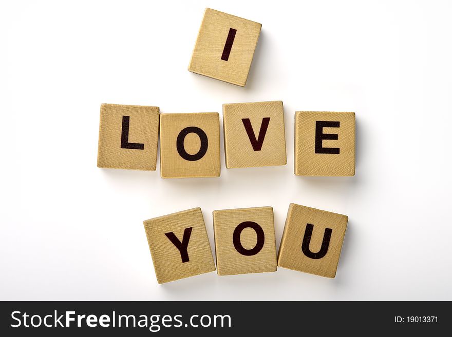Wood magnets spelling I LOVE YOU. Wood magnets spelling I LOVE YOU