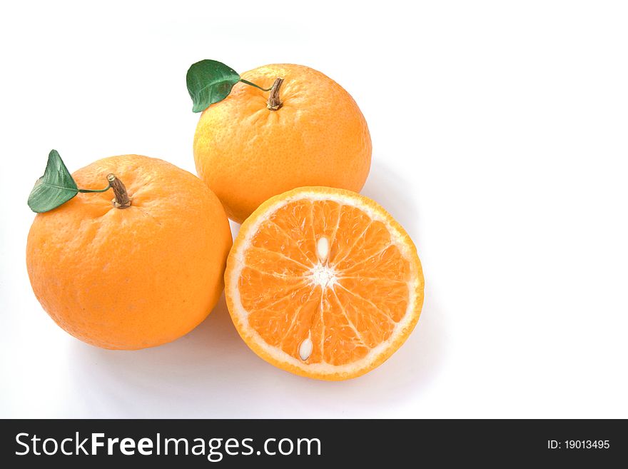 Orange on white background, fresh from the garden Thanathorn in Fang district of Thailand