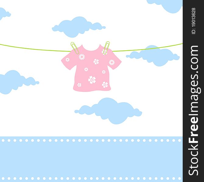 The children clothes hang on a cord. A illustration