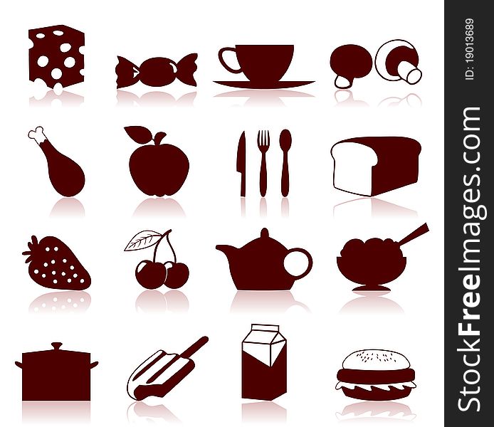 Collection of icons on a meal theme. A illustration. Collection of icons on a meal theme. A illustration