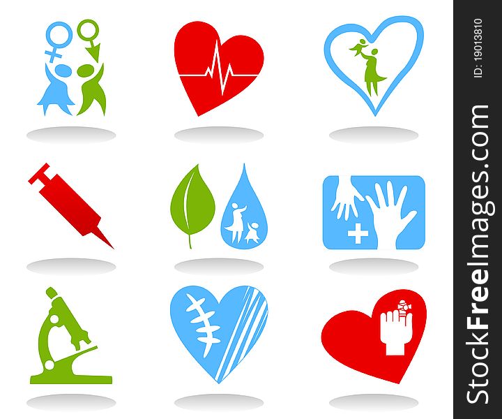 Collection of icons on a medical theme. A illustration. Collection of icons on a medical theme. A illustration