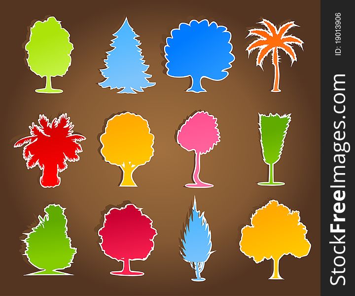 Set of icons of trees. A illustration. Set of icons of trees. A illustration