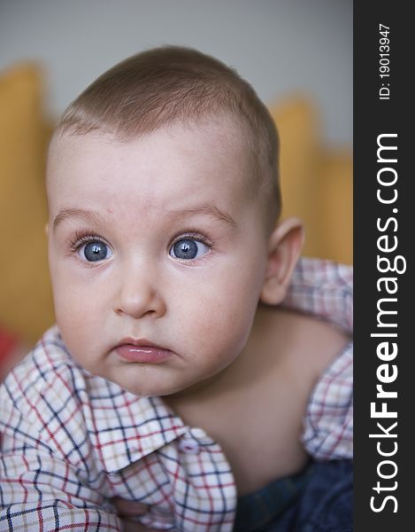 Portrait with gorgeous little boy thinking. Portrait with gorgeous little boy thinking