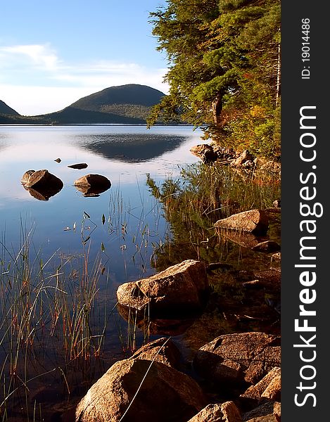 Acadia National Park, Jordan Pond, early in the morning.