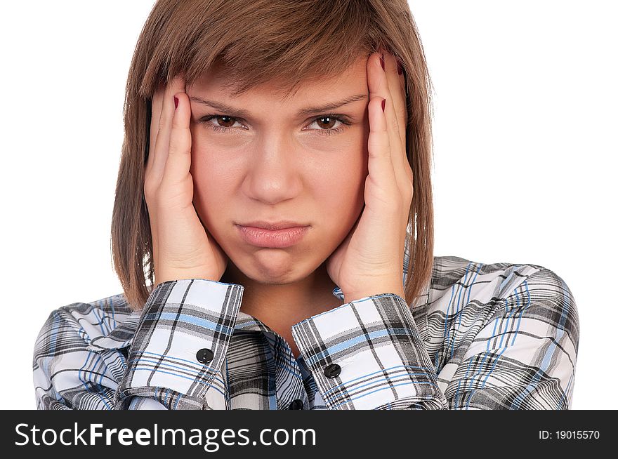 Portrait of a emotional beautiful teenage girl. Isolated on white background. Portrait of a emotional beautiful teenage girl. Isolated on white background.