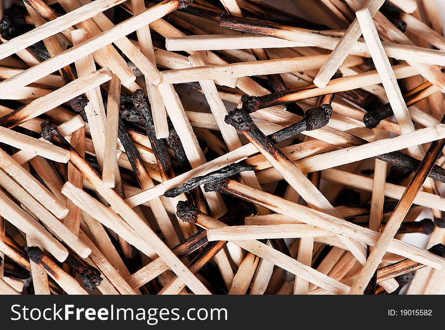 Many burned matches in random spread for background