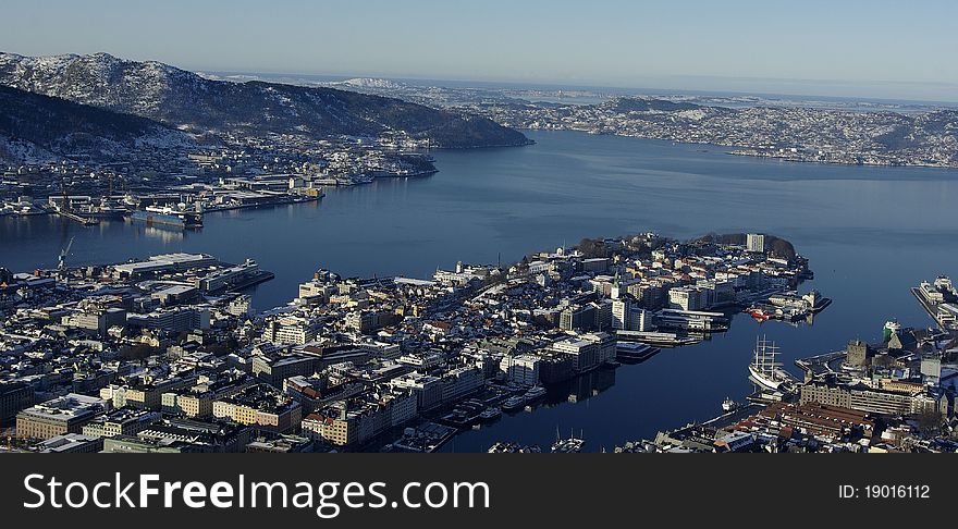 Bergen from Fløien , vest Norway. Bergen from Fløien , vest Norway