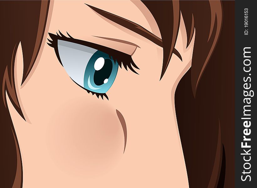 This is an illustration of a closeup on a girl's face. This is an illustration of a closeup on a girl's face