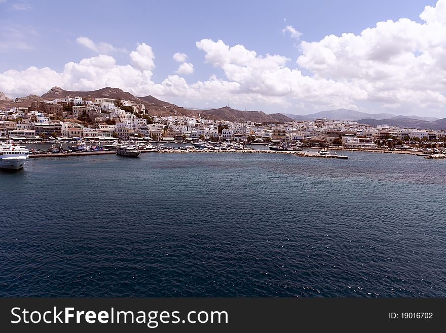 View of the picturesque port of Naoussa on the island of Paros, Greece. View of the picturesque port of Naoussa on the island of Paros, Greece