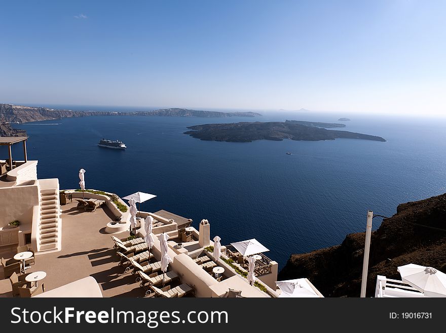 Gorgeous view of romantic Santorini's coast. Greece.