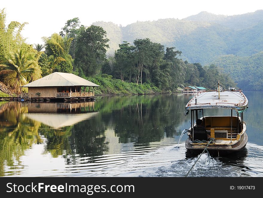 Boat river in hill Thailand