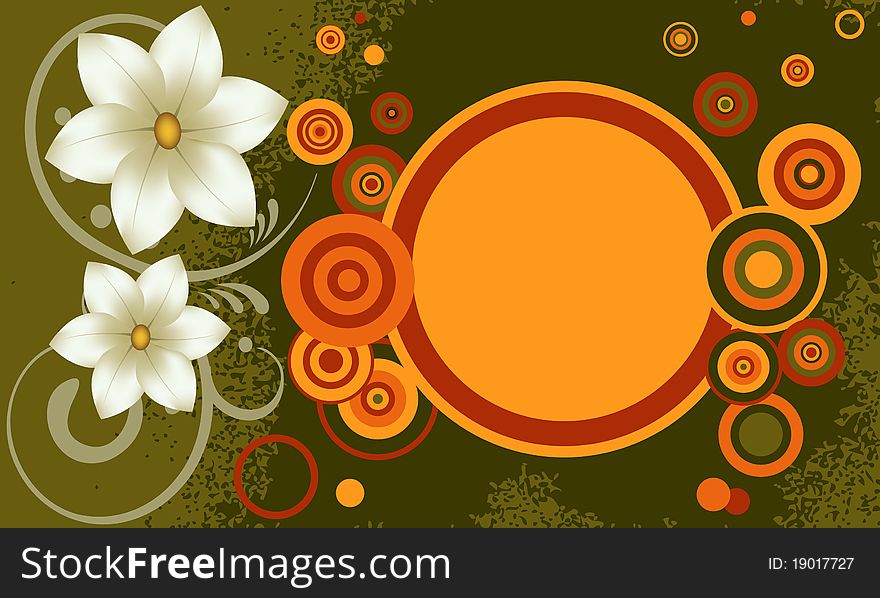 Grunge background with flowers.