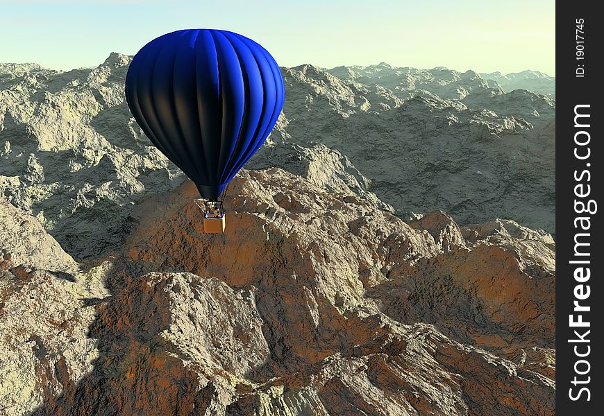 A blue hot air balloon