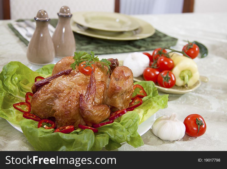 Traditional food with chicken and vegetables. Traditional food with chicken and vegetables