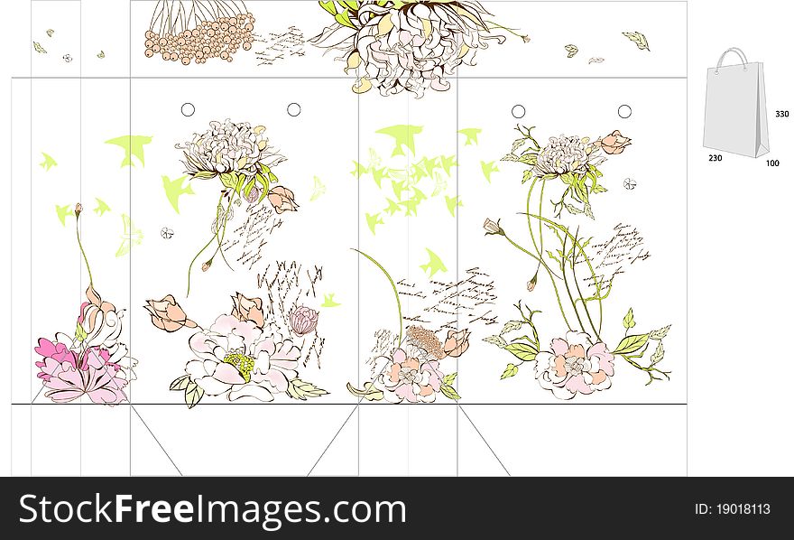 Template For Bag With Flowers